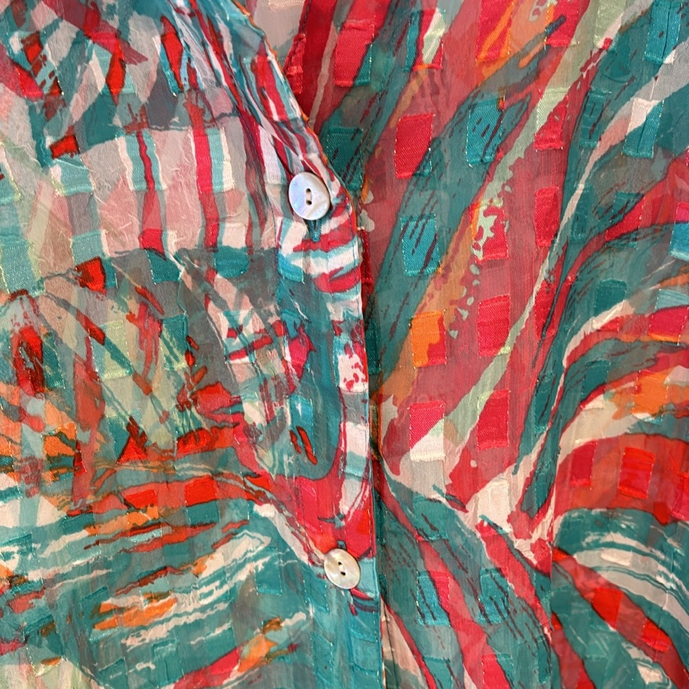 Ruby Rd. Colorful Button Blouse Spring Easter Abstract - Picture 4 of 9